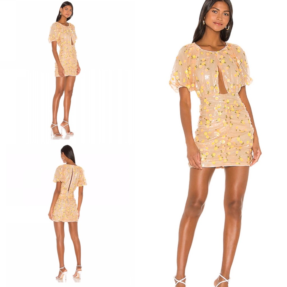 For Love And Lemons sequin tangerine mini dress